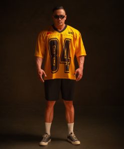 Áo thun Degrey Jersey cổ tim in hình thời trang thể thao nam nữ màu vàng